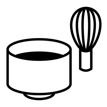 black matcha bowl and whisk clip art preview