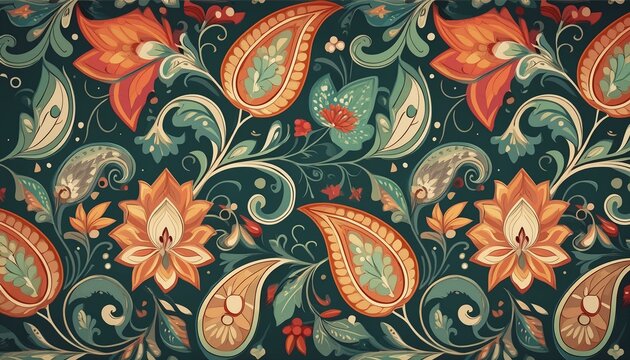 traditional paisley floral pattern, textile , Rajasthan, royal India