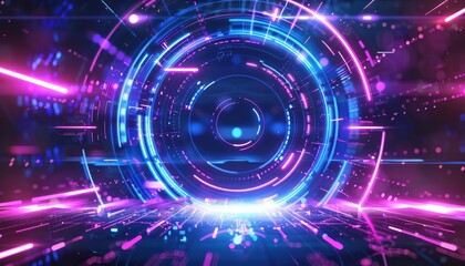 Obraz premium A colorful, glowing circle with a black background by AI generated image
