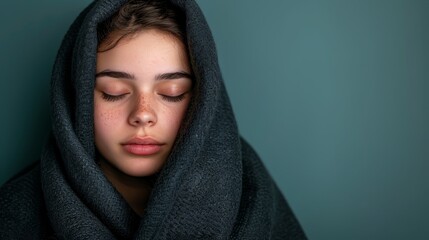 Fototapeta premium A woman with closed eyes