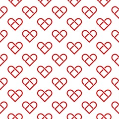 Heart abstract logo seamless pattern isolated on white