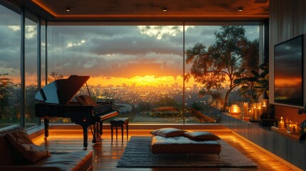Picture a cozy evening as the family gathers around the piano, singing songs and playing music together in their modern