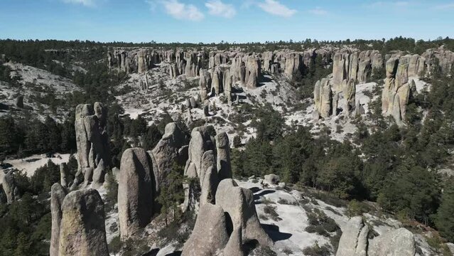 Monk stone valley park in Creel Chihuahua Mexico travel destination aerial drone