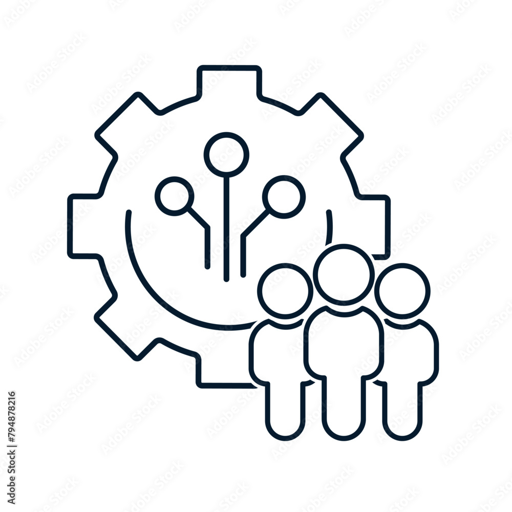 Poster concept group of technical management, implementation and operation of systems. vector icon isolated
