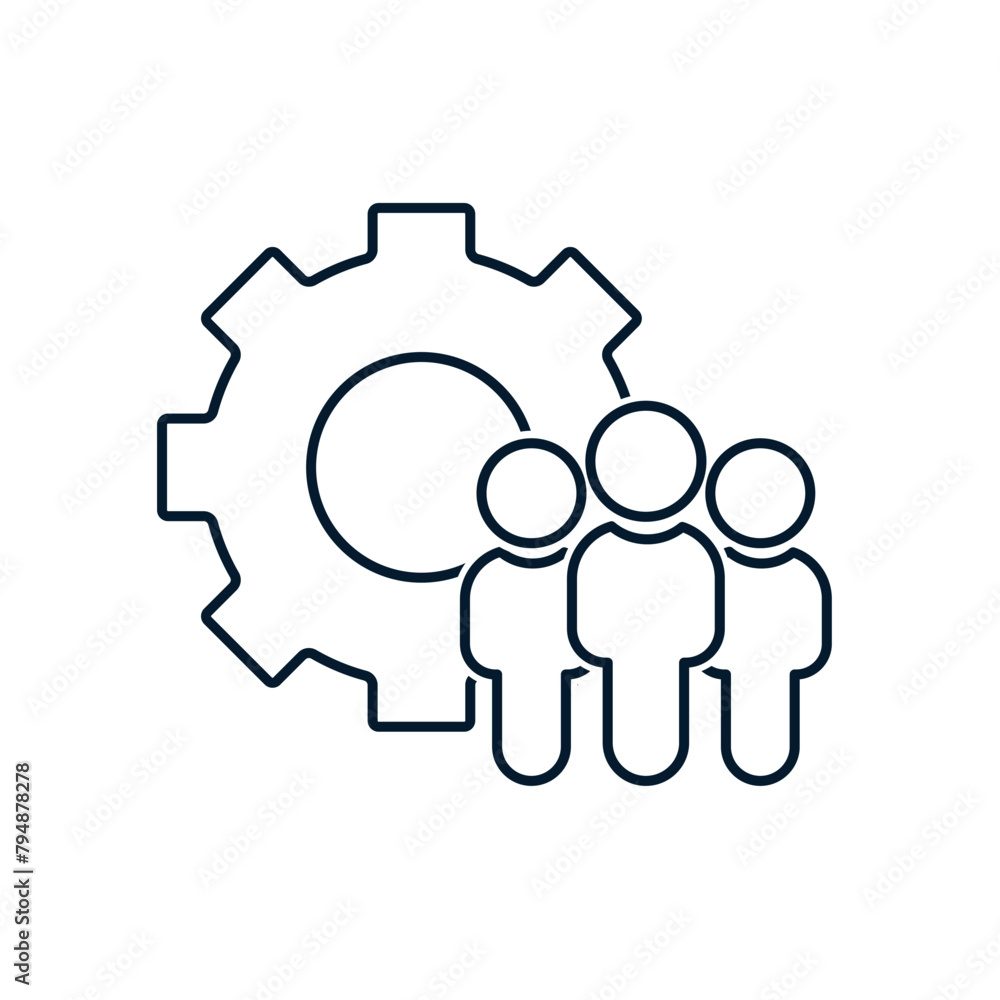 Poster technical management group concept. vector linear icon isolated on white background.