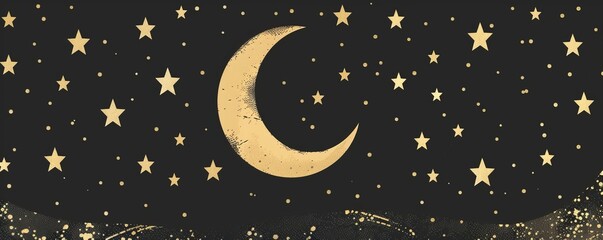 Obraz na płótnie Canvas Tarot card style with moon and stars , starry night sky, whimsical beautiful moon and stars illustrations background wallpaper. moon and stars illustration for prints wall arts and canvas.