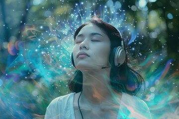 Restoring Sleep Quality with Calming Meditation Music: Techniques for Managing Sleep Disproportion, Relaxation, and Restoration. - obrazy, fototapety, plakaty