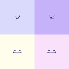 Square abstract comic Faces with various Emotions. Funny people faces, diverse profile icon in trendy cartoon style. Social media reaction sticker, children portrait drawing.