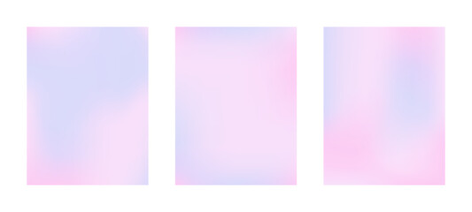 Gradient backgrounds vector set in pastel colors. Gradient wallpapers Cute and minimalist style posters, Photo frame cover with pastel colorful. Modern wallpaper design for social media, poster