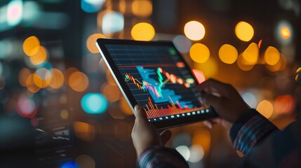 Close-up of hands holding a stock market report, analyzing investment trends