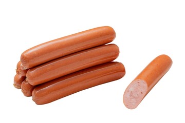 Hot dog sausage with bacon isolated on white background, full depth of field