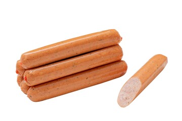 Hot dog sausage with pepper isolated on white background, full depth of field