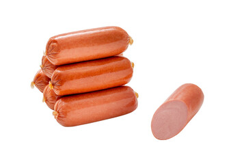 Boiled sausages, isolated on white background