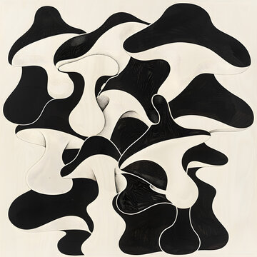 black and white mushroom illustration poster
