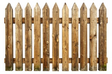 Rustic wooden fence, cut out, white background