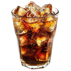 Cola Drink with Ice Cubes in Glass
