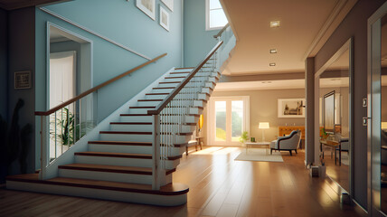 Luxurious Interior Stair Hall with Fine Furnishings and Stylish Décor