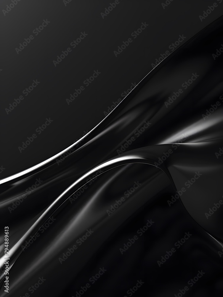 Poster a dark, seemingly reflective surface with a curved line, part of a circular object, minimalism moder