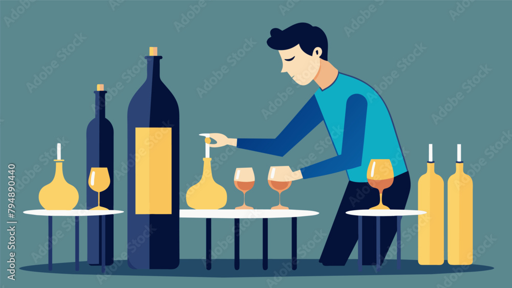 Poster an individual turning empty wine bottles into stunning vases adding a touch of sophistication to the