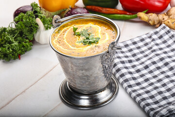 Indian lentil vegetarian Dal soup