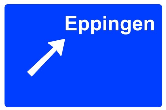 Illustration eines Autobahn-Ausfahrtschildes mit der Beschriftung "Eppingen"	