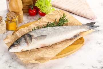 Raw seabass fish for cooking