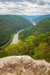 Naklejka premium An Overlook of the River at New River Gorge National Park and Preserve in southern West Virginia in the Appalachian Mountains