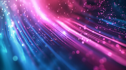 This image showcases a beautiful interplay of vibrant pink and blue light rays with particles, creating a dynamic and modern abstract background