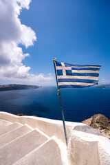 Flag santorini santorin thira greece