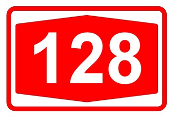 Illustration eines Autobahnschildes der Autobahn 128 in der Schweiz	