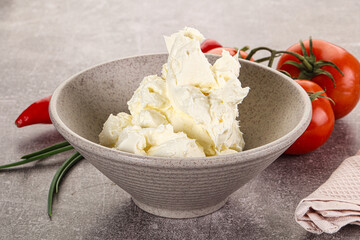 Soft Philadephia cheese in the bowl