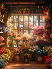 Intimate Flower Shop Interior Glowing with Vintage Charm and Floret Beauty