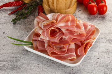 Raw pork bacon for breakfast - 794894842