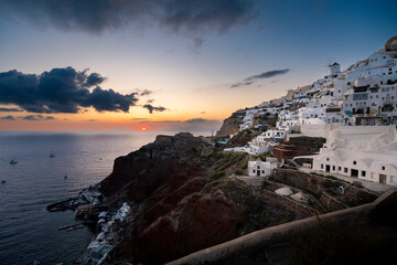 sunset santorini oia thira greece 