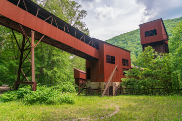 The Nuttallburg Coal Conveyor and Tipple at the New River Gorge National Park in West Virginia