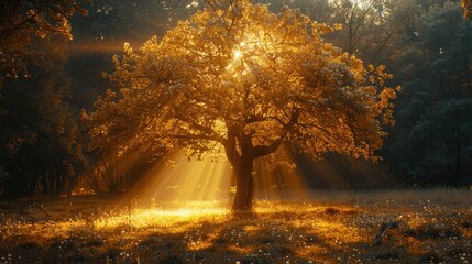 Tree illuminated by light