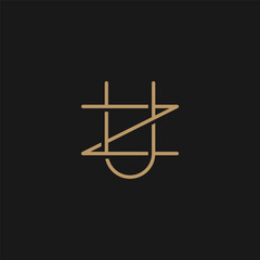 UZ or ZU monogram logo with gold color.