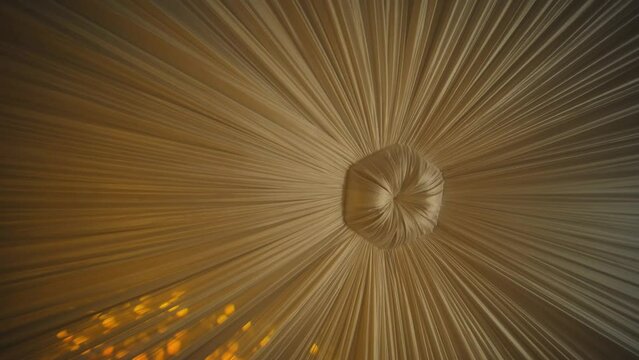 Ceiling of a wedding tent at a wedding celebration.