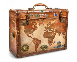 Vintage Suitcase Against White Background
