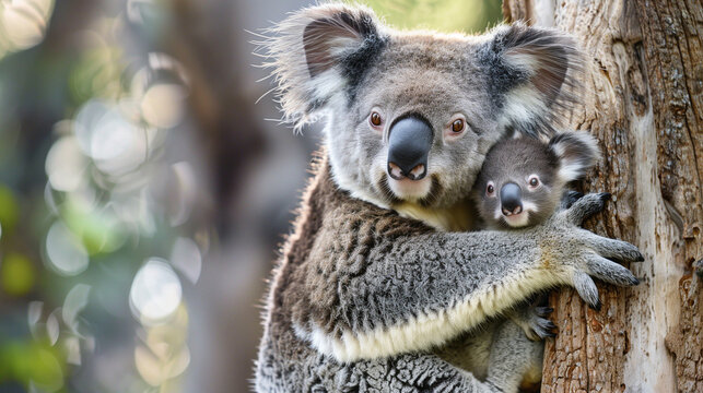 Maternal Love: Mother Koala and Joey