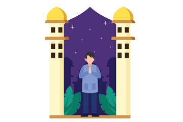 Ramadan Kareem Flat Design Illustration