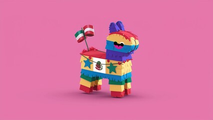  Cinco de Mayo holiday celebration with cactus, maracas and sombrero hat. Generative Ai