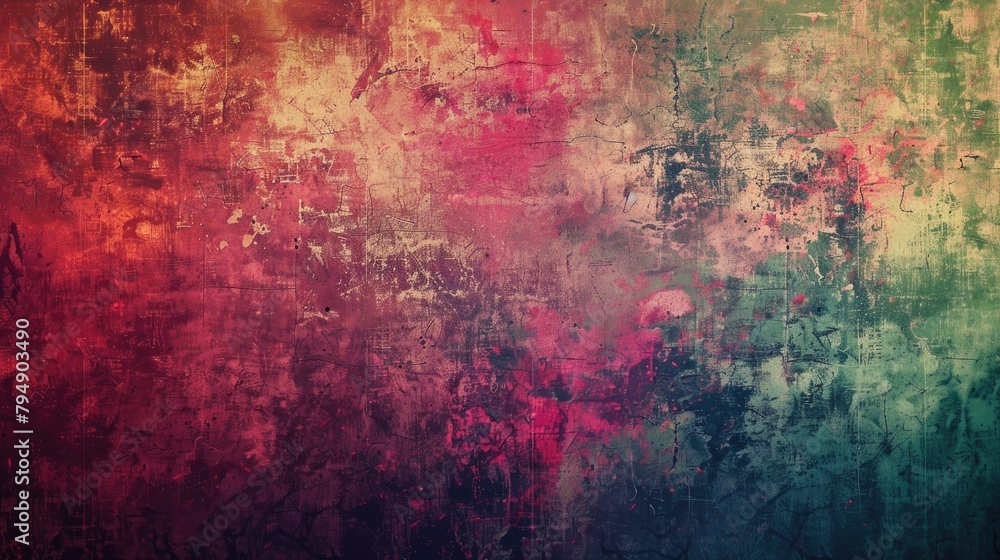 Poster multicolored grunge background with abstract texture and vintage design elements