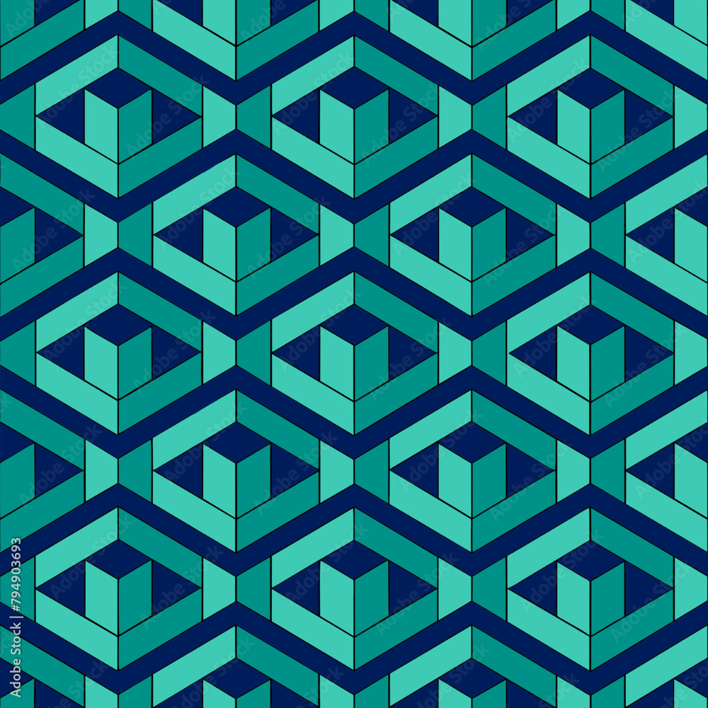 Poster seamless geometric pattern with 3d cubes. vector illustration.