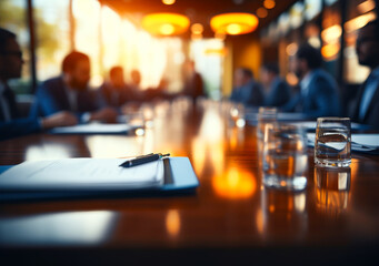 Business People Blurred Office Boardroom Meeting, Corporate Seminar Discussion, Professional Executive Training Enterprise Teamwork