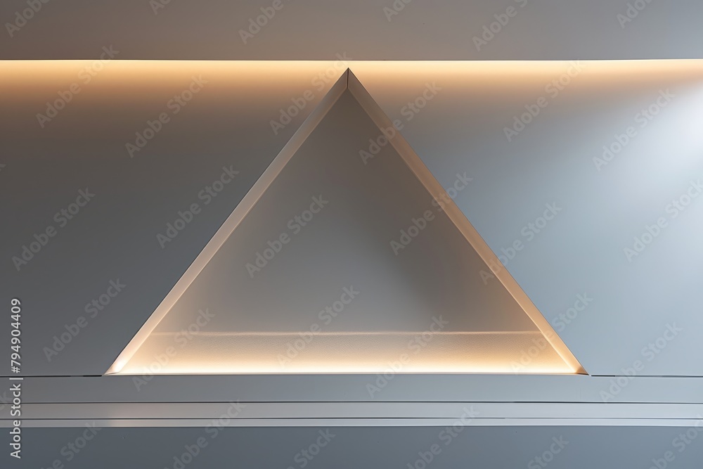 Aufkleber a low angle view of a triangular niche in a light gray wall with a central light source shining brig