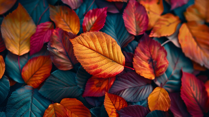 A close up of a pile of leaves with a single leaf in the middle