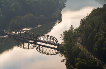 Smaller Train Bridge at New River Gorge National Park and Preserve in southern West Virginia in the...