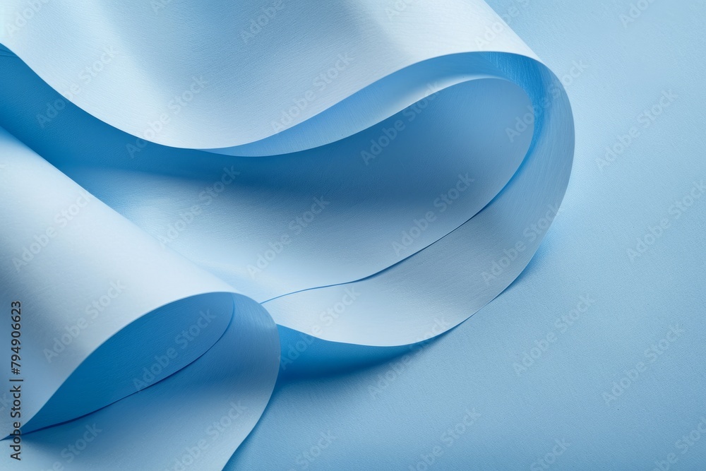 Poster angled view of smooth light blue and white paper, creating a minimalist and abstract background