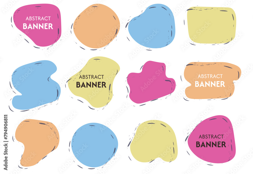 Poster a set of stylish abstract banners color blocks of rounded shapes with a gradient for business, prese